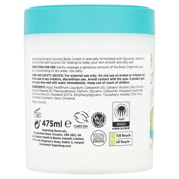 Superdrug Extracts Coconut Body Cream 475ml