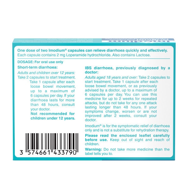 Imodium Original 2mg Diarrhoea 12 Tablets