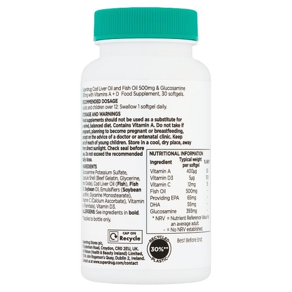 Superdrug Cod Liver Oil 500mg & Glucosamine 30s