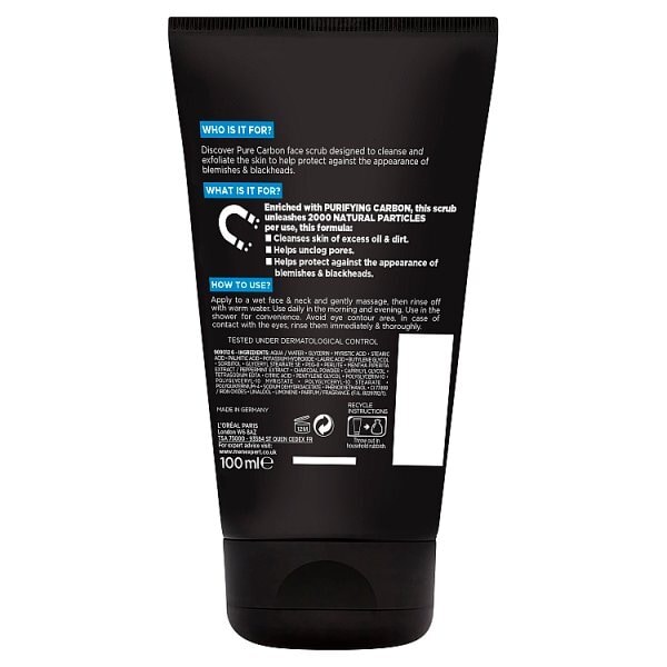 L'Oréal Men Expert Charcoal Face Scrub Exfoliator 100ml