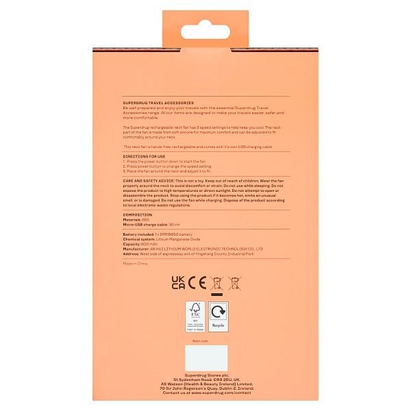 Superdrug Rechargeable Neck Fan
