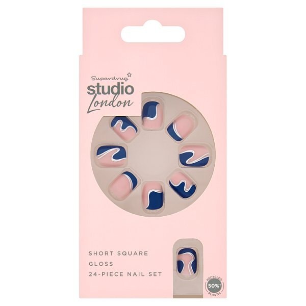 Studio London Navy Waves Nails