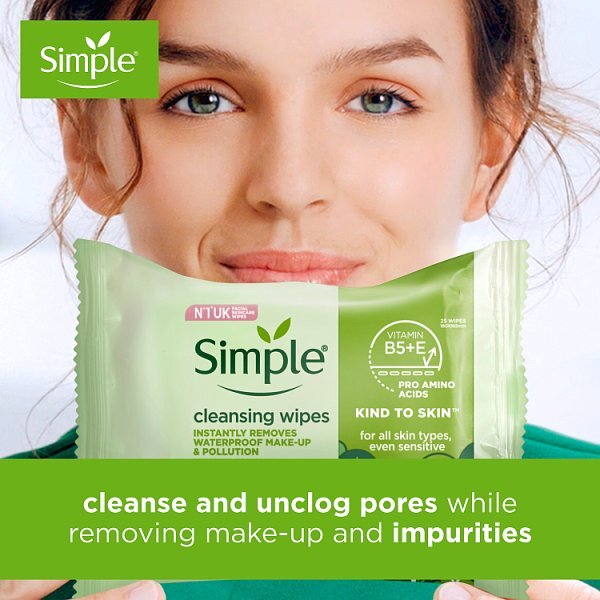 Simple Kind To Skin Cleansing Wipes Biodegradable X25 Pc