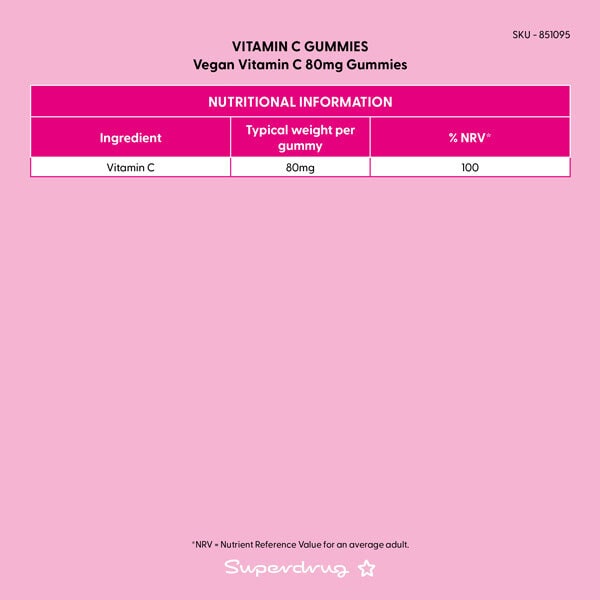 Superdrug Vegan Vitamin C Gummies 30s