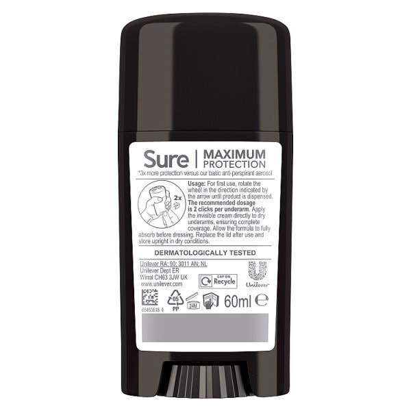 Sure Men Maximum Protection Cobalt Dry Anti-Perspirant Deodorant Cream Stick 60ml