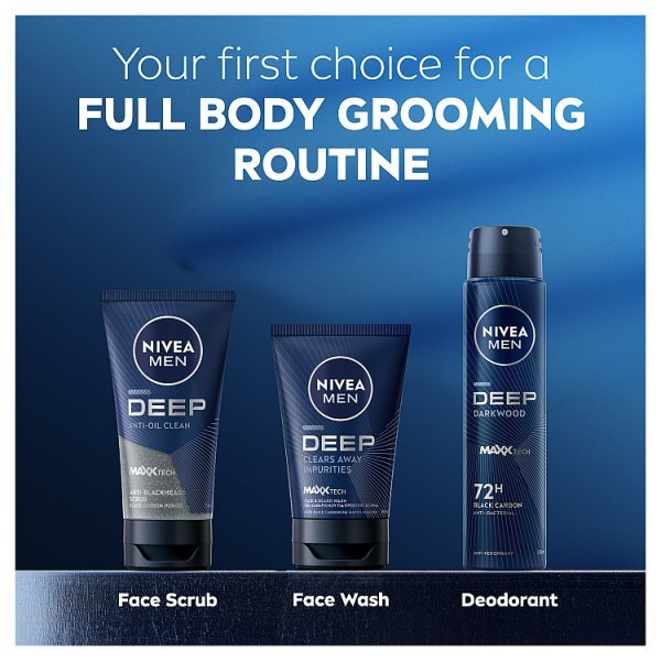 Nivea Men Deep Face & Beard Wash With Black Carbon 100Ml