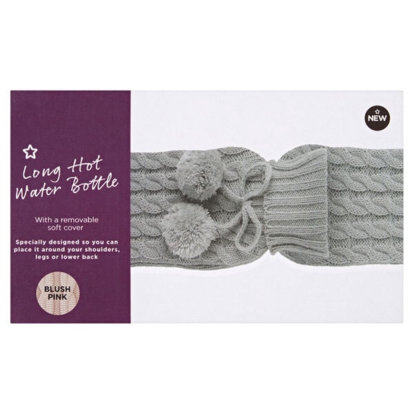 DNR Superdrug Long Hot Water Bottle & Cable Knit Cover