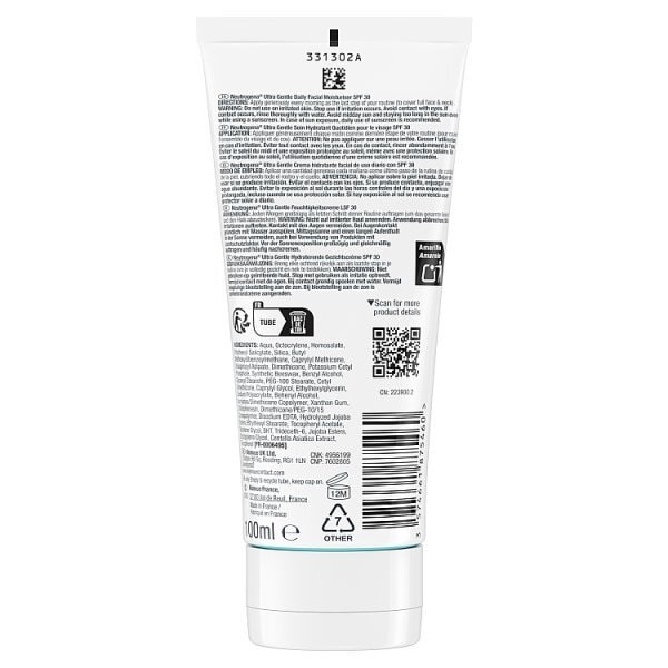 Neutrogena Ultra Gentle Daily Facial Moisturiser With Spf30 100Ml