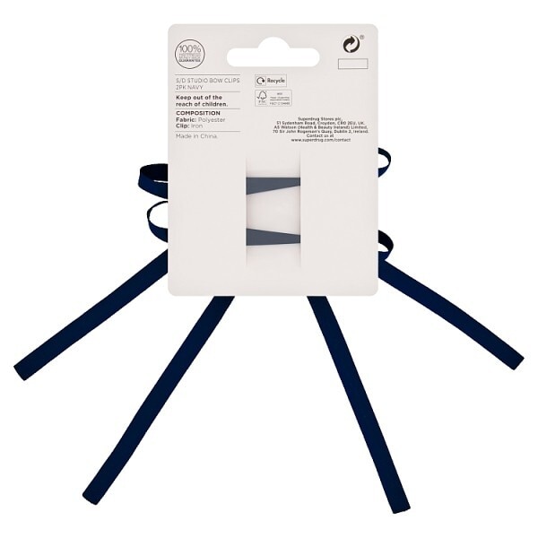 Studio London Bow Clips 2pk Navy