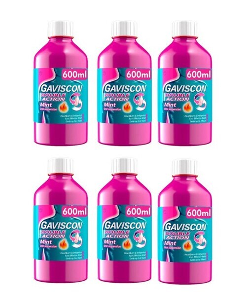 Gaviscon Heartburn Liquid Double Action Peppermint 600ml x 6