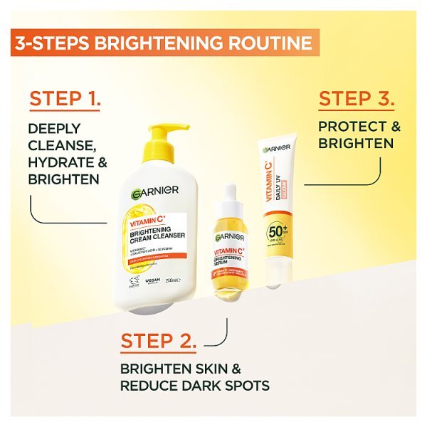 Garnier Vitamin C Brightening Cream Cleanser Hydrates Brightens Cleanses for Glowing Skin 250ml