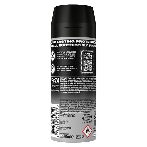DNR Lynx Antiperspirant Deodorant Aerosol Black 150ml