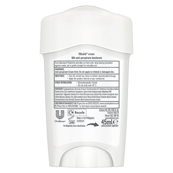 Sure Maximum Protection Clean Scent Anti-Perspirant Cream 45 ml