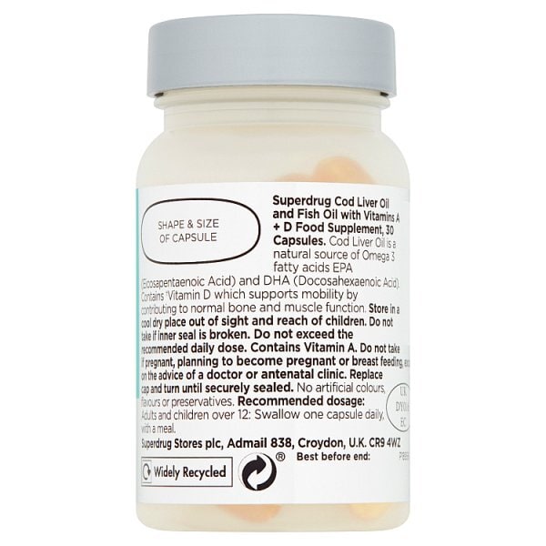 Superdrug Cod Liver Oil High Strength 1000mg Capsules X 30