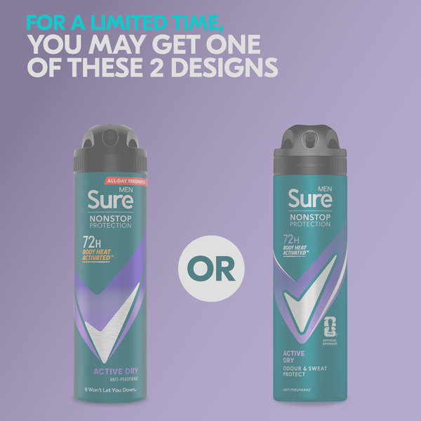 Sure Men Nonstop Protection Active Dry Anti-Perspirant Aerosol 150 ml