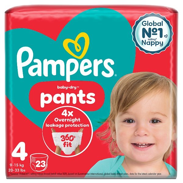 Pampers Baby-Dry Nappy Pants Size 4 Nappies Carry Pack x23