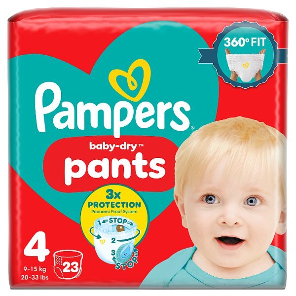 Pampers Baby-Dry Nappy Pants Size 4 Nappies Carry Pack x23