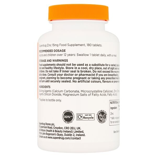 Superdrug Zinc 15mg 180s