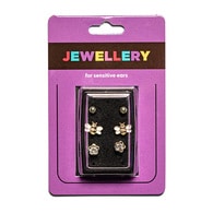 Sensation Jewellery Titanium Ball, Bee & Flower Earring Trio