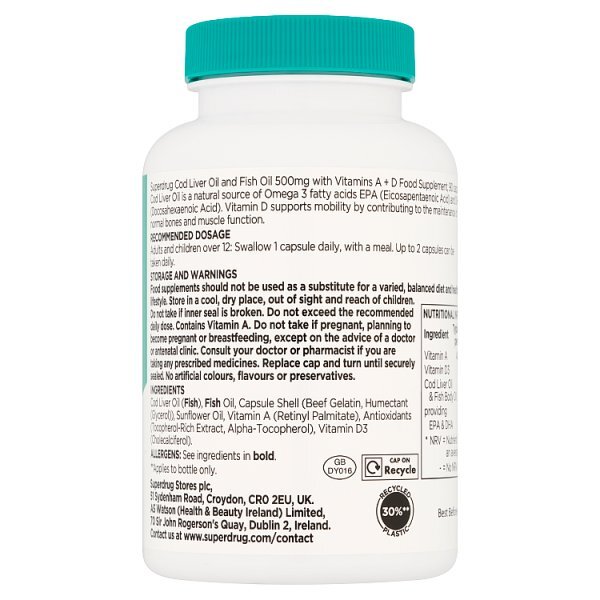 Superdrug Cod Liver Oil 500mg 90s