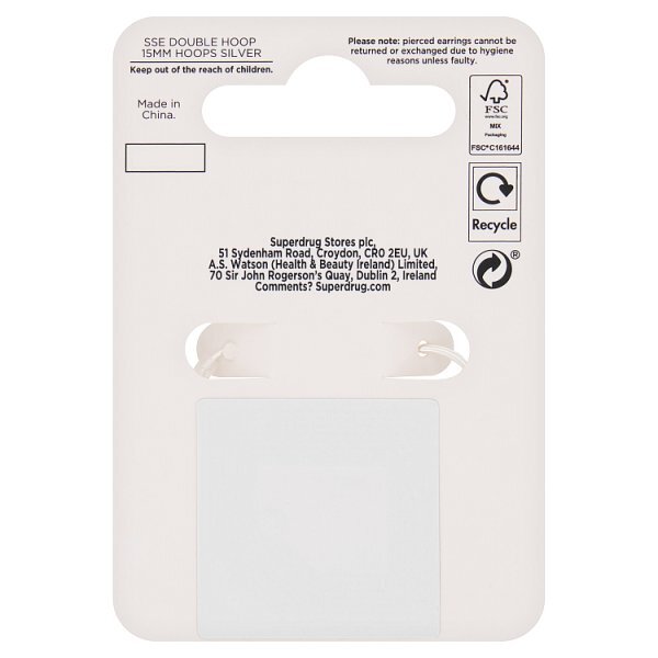 DNR Superdrug Premium Sterling Silver Double Hoop 5MM Hoops