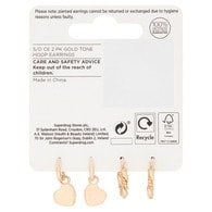 Superdrug Gold Tone Hoop Earrings 2 Pack