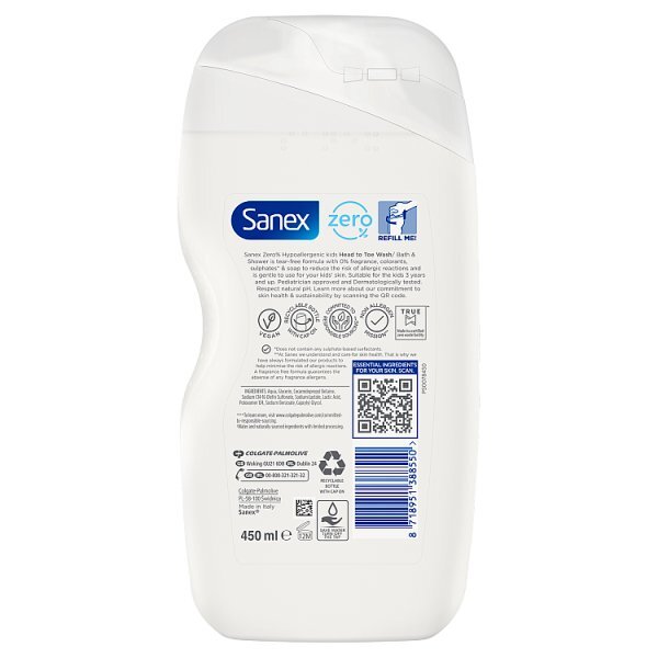 Sanex Zero % Kids Head To Toe Bodywash 450Ml