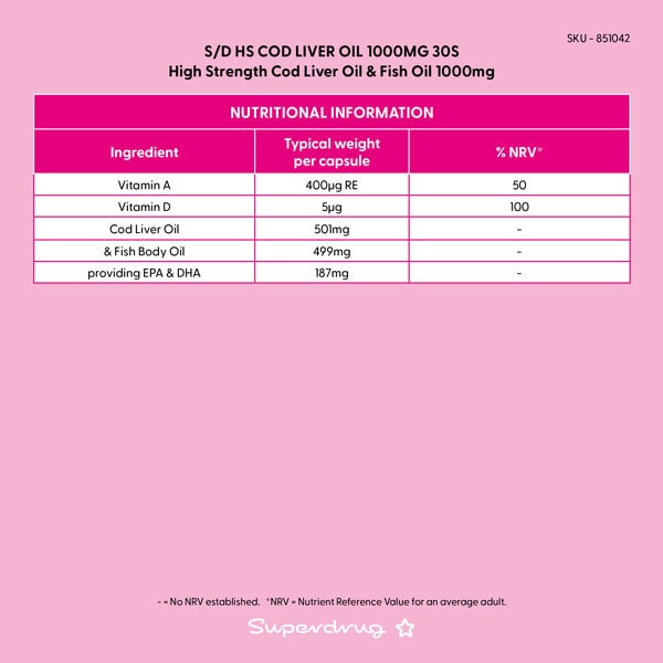 Superdrug Hs Cod Liver Oil 1000mg 30s