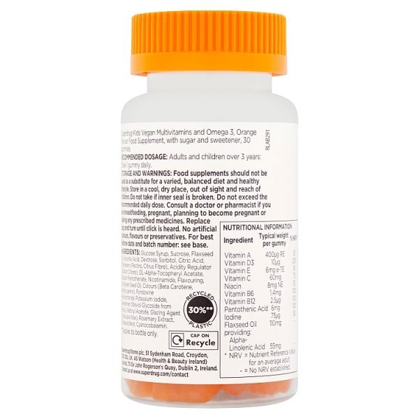 Superdrug Vegan Kids Multivit & Omega Gummies 30s