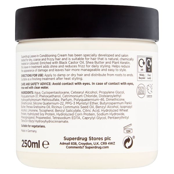 Superdrug Castor & Shea Leave-in Conditioning Cream 250ml