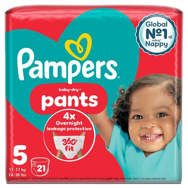Pampers Baby-Dry Nappy Pants Size 5 Nappies Carry Pack x21