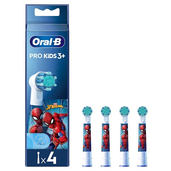 Oral-B Pro Kids Spiderman Toothbrush Heads, 4 Counts