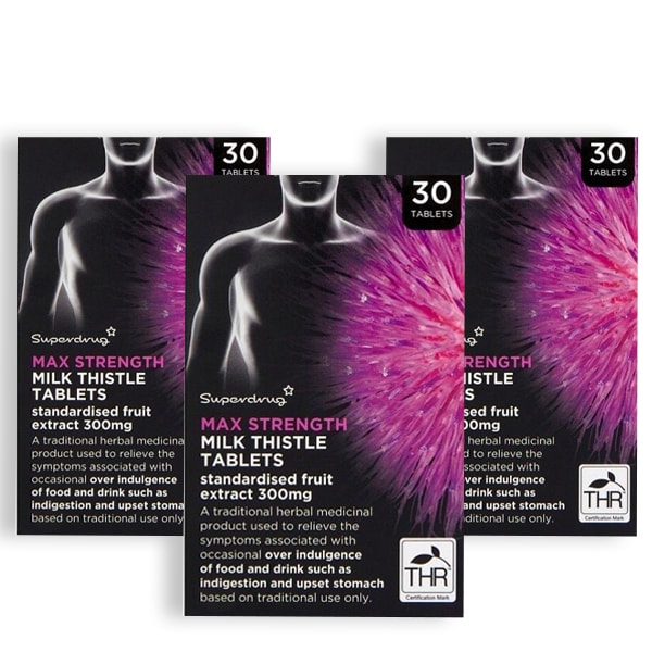 Superdrug Max Strength Milk Thistle 300mg Tablets Bundle x3