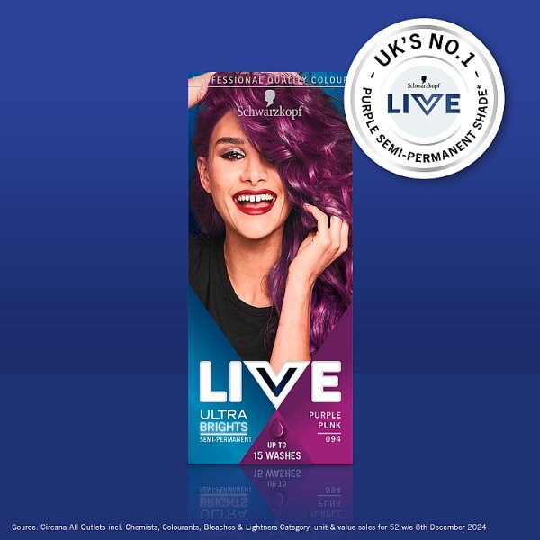 LIVE UltraBrights Semi-permanent Purple Hair Dye Purple Punk