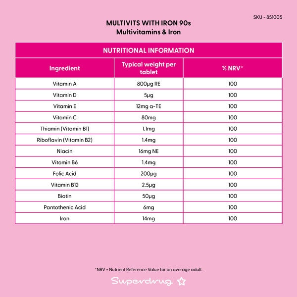 Superdrug Multi-vitamins With Iron 90s
