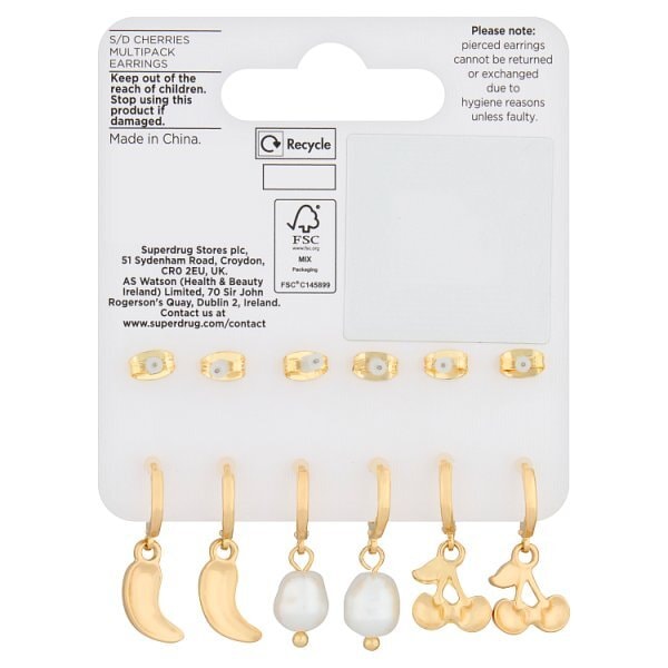 Superdrug Cherries Multipack Earrings