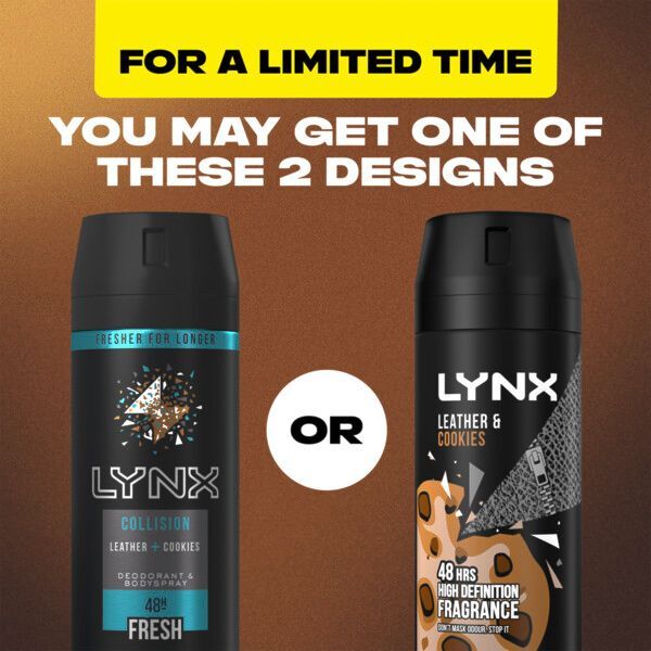 Lynx Body Spray For Men Collision Leather & Cookies 150ml