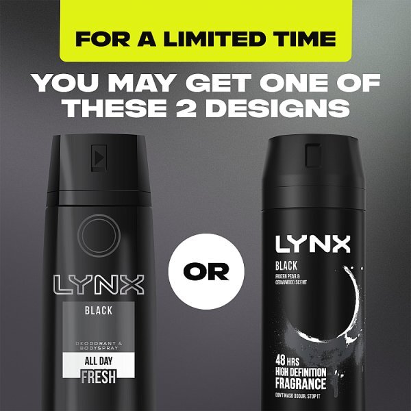 Lynx 48 Hour Aerosol Bodyspray Deodorant Black 150ml