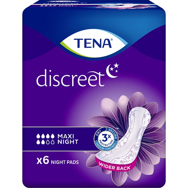 TENA Discreet Protect+ Maxi Night Incontinence Pads 6 pack