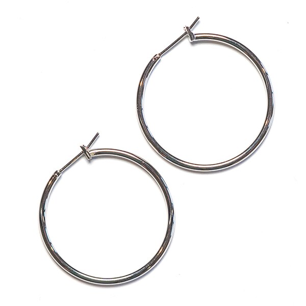 Sensation Jewellery Large Rhodium Plated Hoop