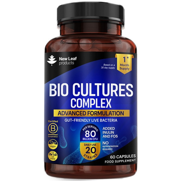 New Leaf Bio Cultures Complex + Inulin & Fos - 60 Vegan Caps