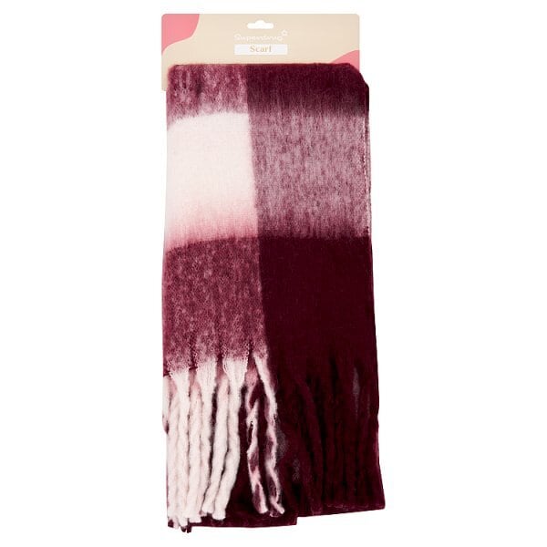 Superdrug Checked Scarf Burgundy