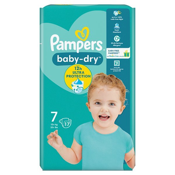 Pampers Baby-Dry Size 7, 17 Nappies, 15Kg+