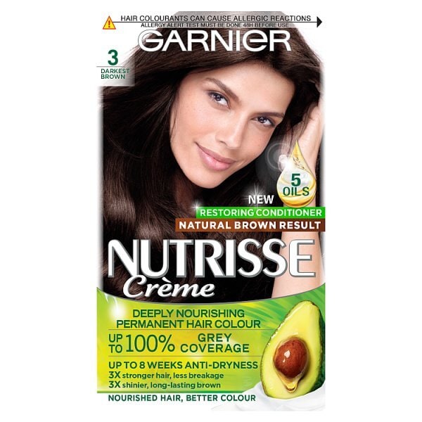Garnier Nutrisse Permanent Hair Dye Darkest Brown 3