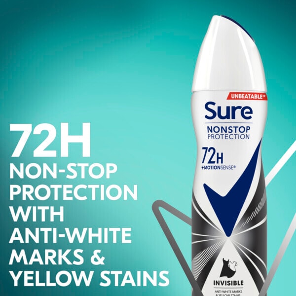 Sure Antiperspirant Deo Aerosol Nonstop Inv B&W 150ml