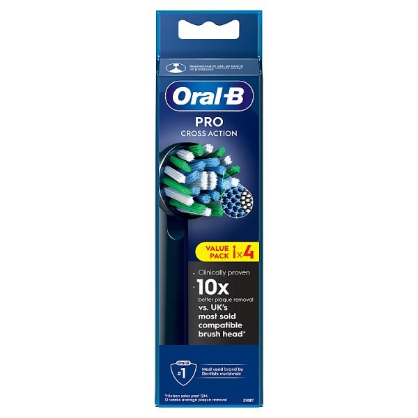 Oral-B Pro Cross Action Black Toothbrush Heads, 4 Counts