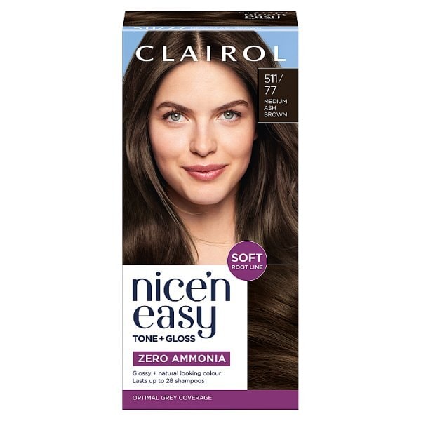 Clairol Nice'n Easy Tone+Gloss Semi-Permanent Hair Dye Med Ash Brown