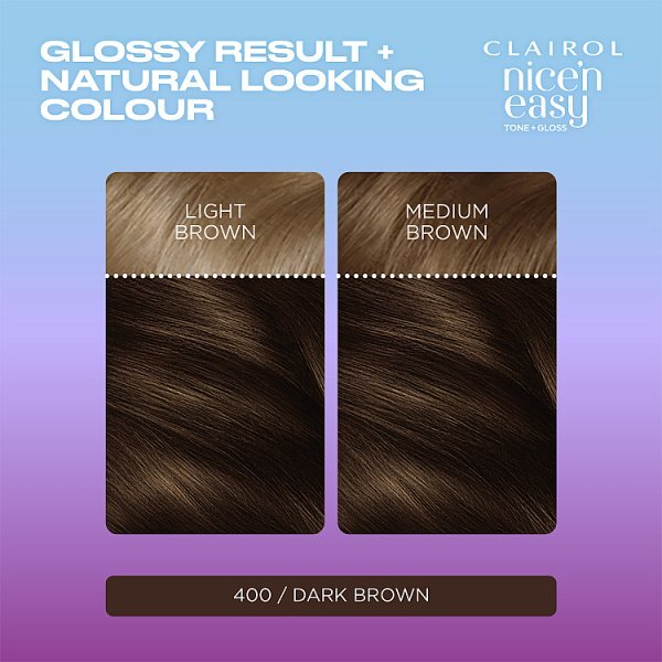Clairol Nice'n Easy Tone+Gloss Semi-Permanent Hair Dye Dark Brown
