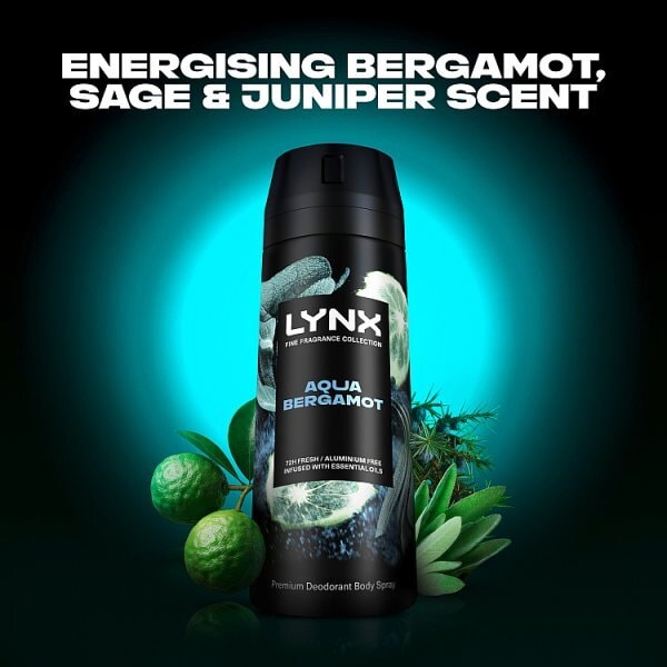 Lynx Fine Fragrance Aqua Bergamot 72hr Premium Deodorant Spray 150ml