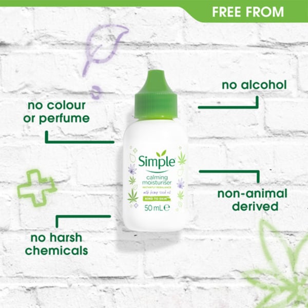 Simple Hemp Calming Moisturiser Facial Skin Cream 50ml 